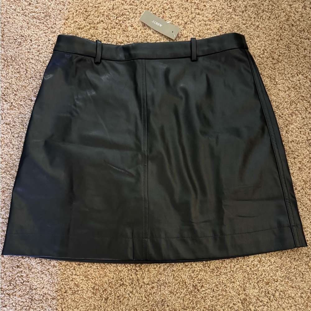 J. Crew Trouser mini skirt in black faux leather - size 4. New with tags.